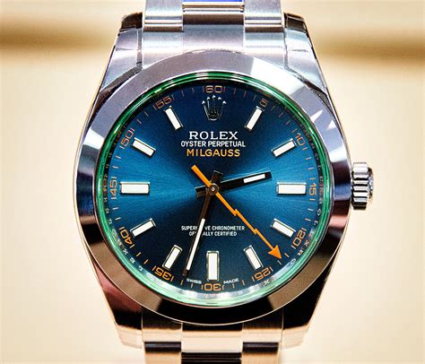 rolex milgauss blue face.